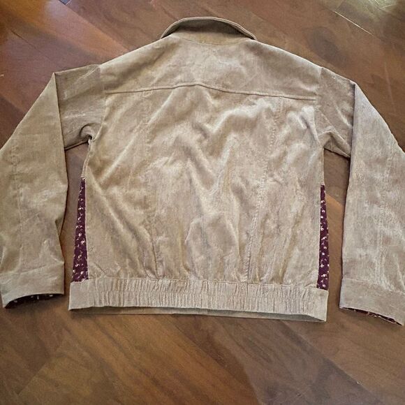 Hem & Thread women's brown patchwork mixed media print lightweight jacket size s - Picture 4 of 8